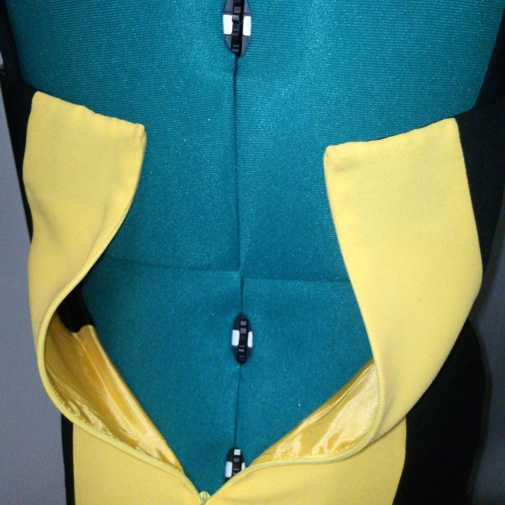 Ellen K Colorblocked Maxi Dress in Black & Yellow Sz 10 NEW - Picture 5 of 14